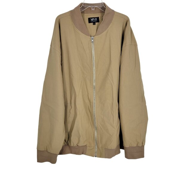 MVP Collections Bomber Jacket Camel Full Zip Size 5XL Ribbed knit collar